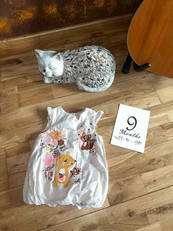 Jolie petite robe en velours beige « dpm »très bon état 9mois