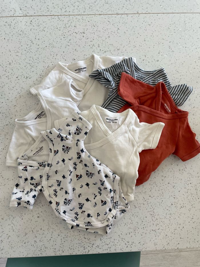 Lot de 6 body manches courtes verbaudet 1 mois