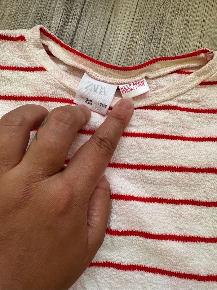 Ensemble short rayé blanc rouge Zara 3/4 ans fille - photo numéro 5