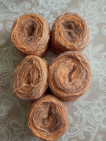 Lot de 5 Pelotes Fantaisies Orange et Marron très clair (380g)