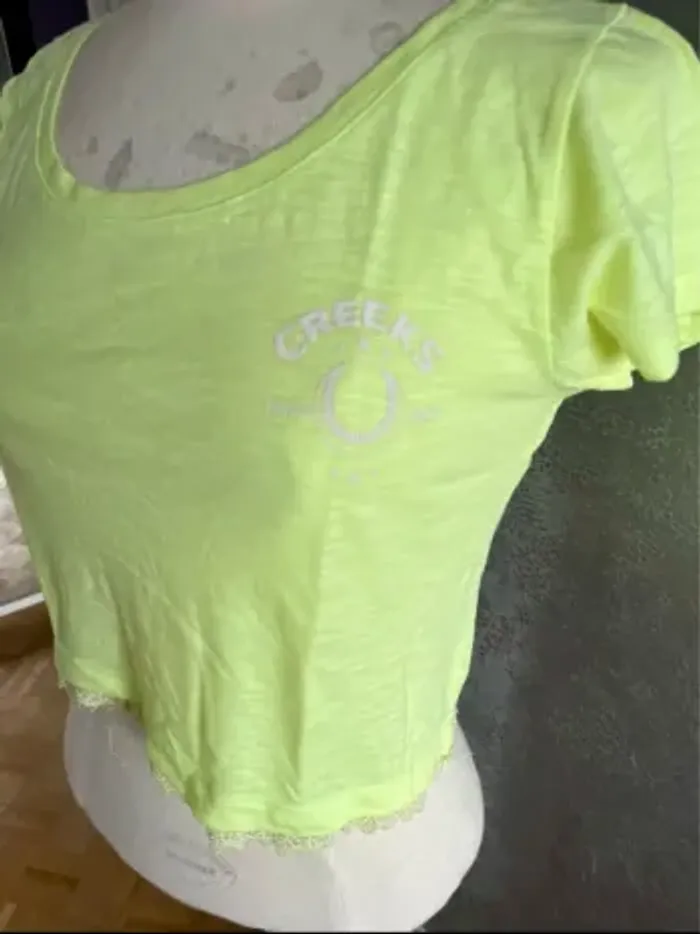 Crop top Creeks jaune fluo - photo numéro 2