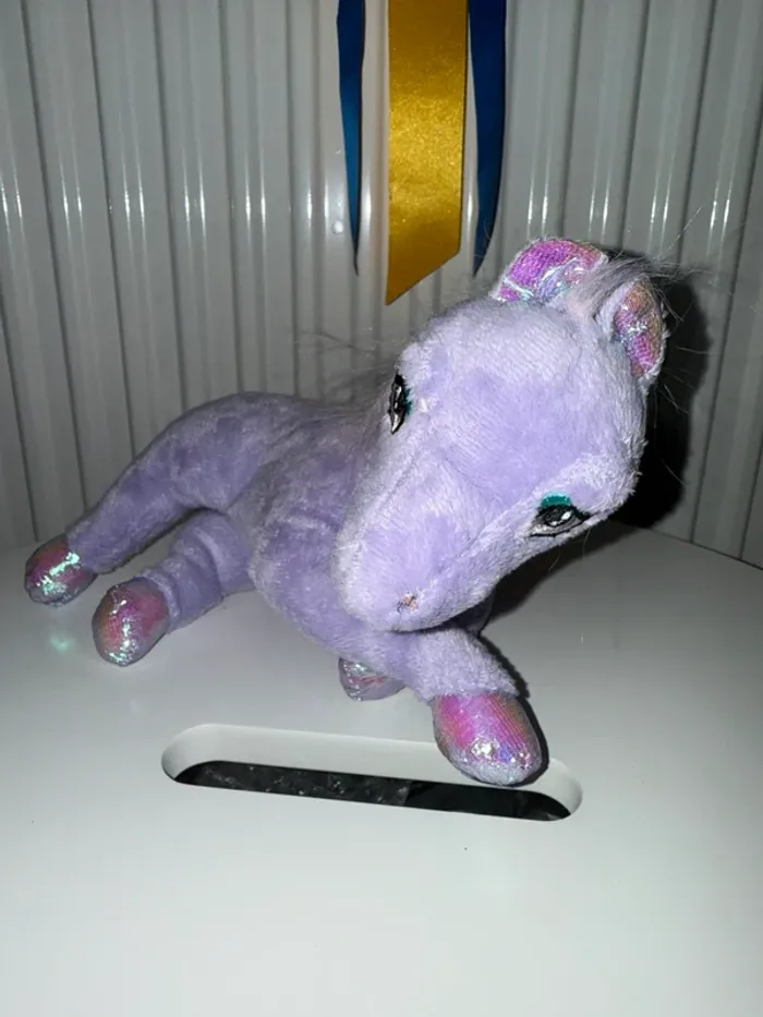 Peluche poney violet avec des ailes - photo numéro 6