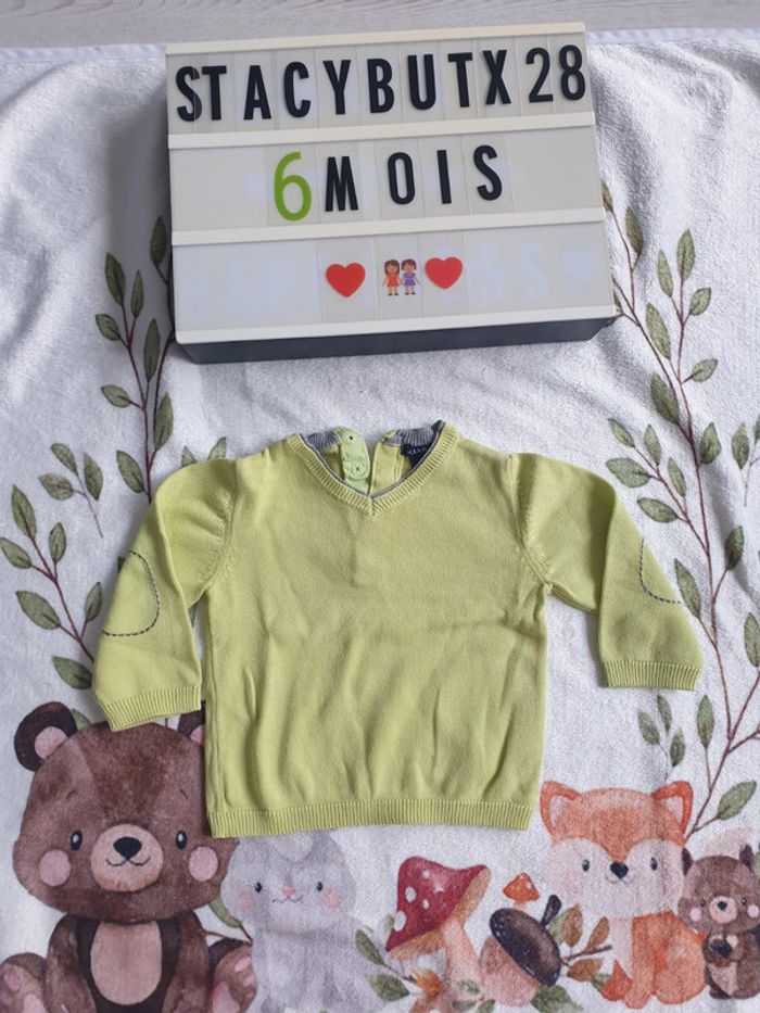 Pull fin vert garçon 6 mois