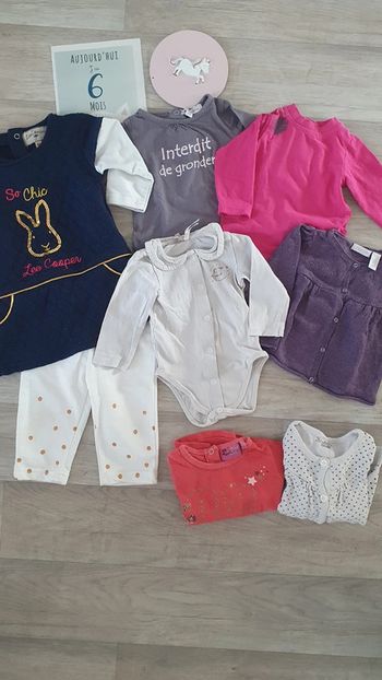 Lot 6 mois ensemble,Tee-shirt manche longue, veste, bodie