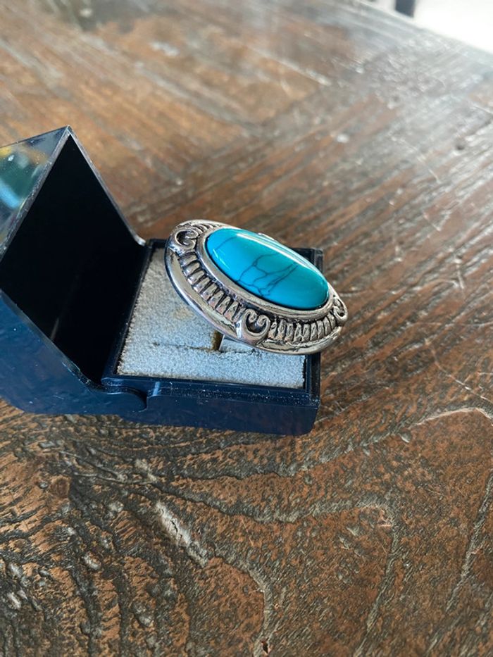 Magnifique bague réglage avec turquoise - photo numéro 2