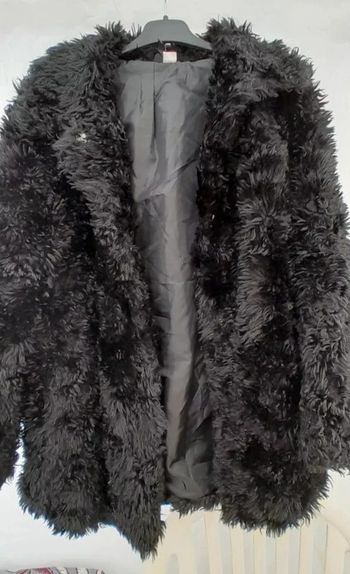 Manteau à poils longs, couleur noir, taille L -40 - Marque H&M