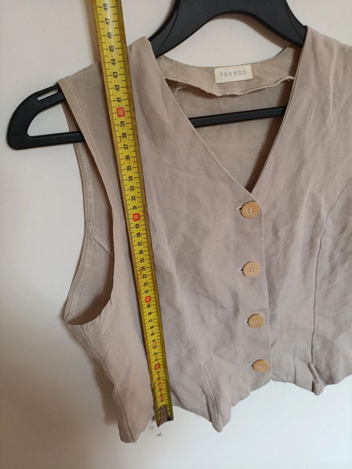 Gilet sans manches beige à boutons Promod - photo numéro 4