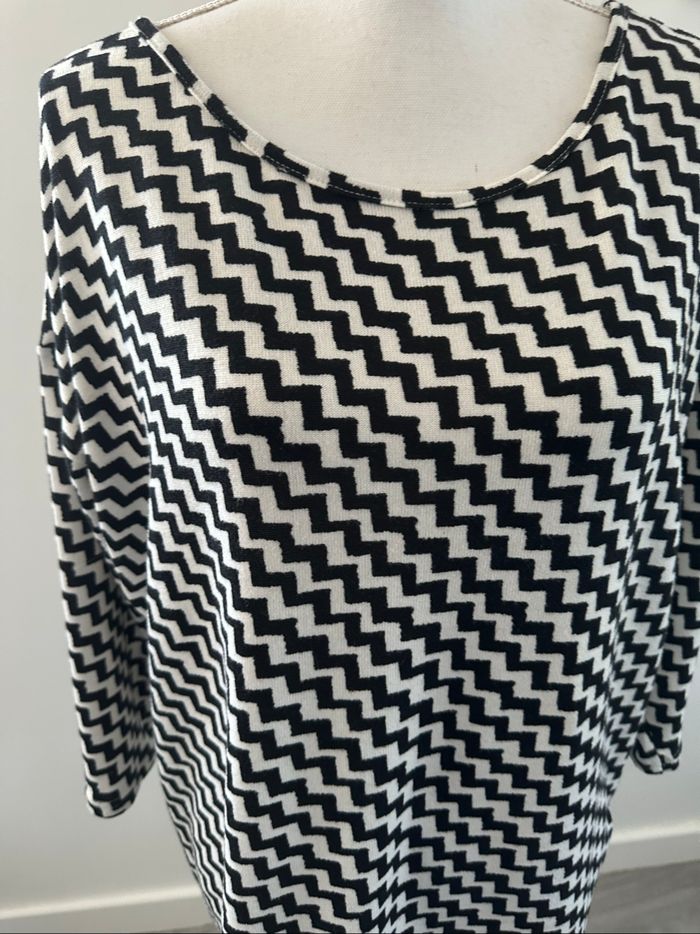 Pull oversize zig zag noir et blanc Only T36 S - photo numéro 2