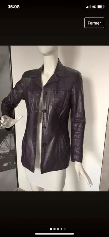 Veste longue violet 100% cuir de chèvre