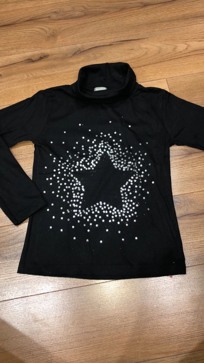 T shirt fille 10 ans col roulé manches longues