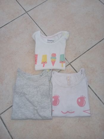3 Tee-shirts 6/12 mois