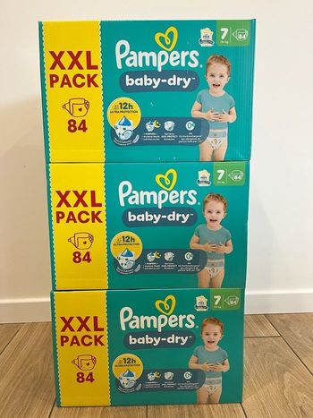 🔹 3 Packs Pampers Baby-Dry Taille 7 XXL Pack – 252 couches – Neufs scellés