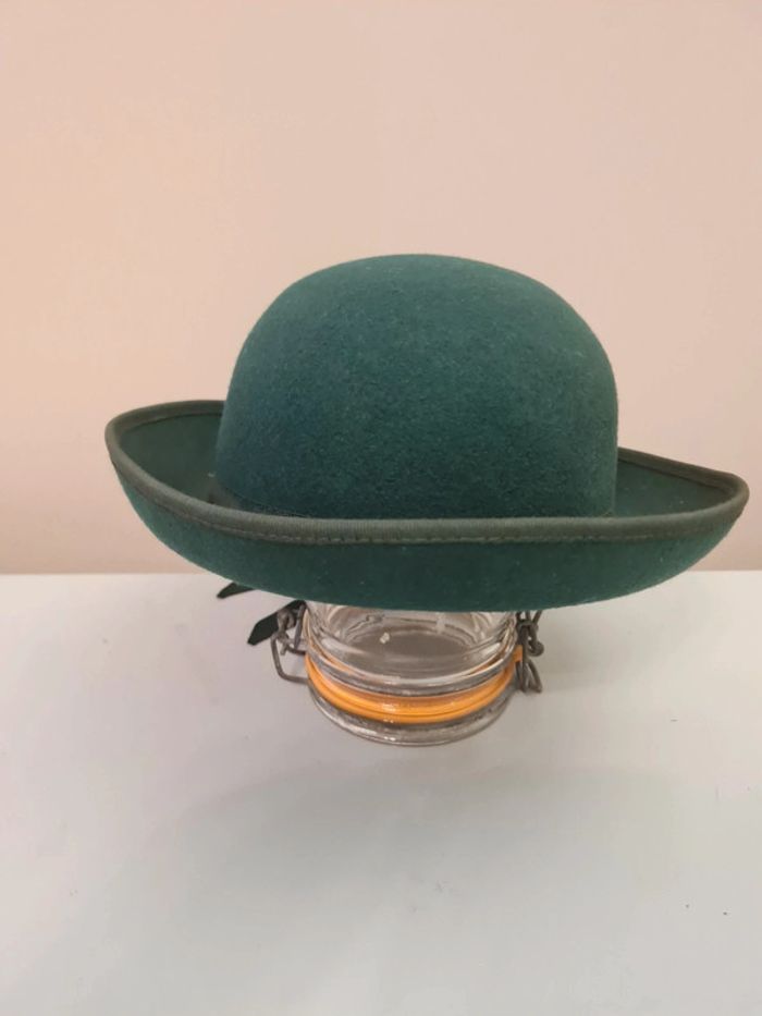 Chapeau Bonpoint Vintage fille en feutre vert. - photo numéro 4