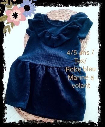4/5 tex robe bleu marine a volant et paillettes /neuf sans étiquette