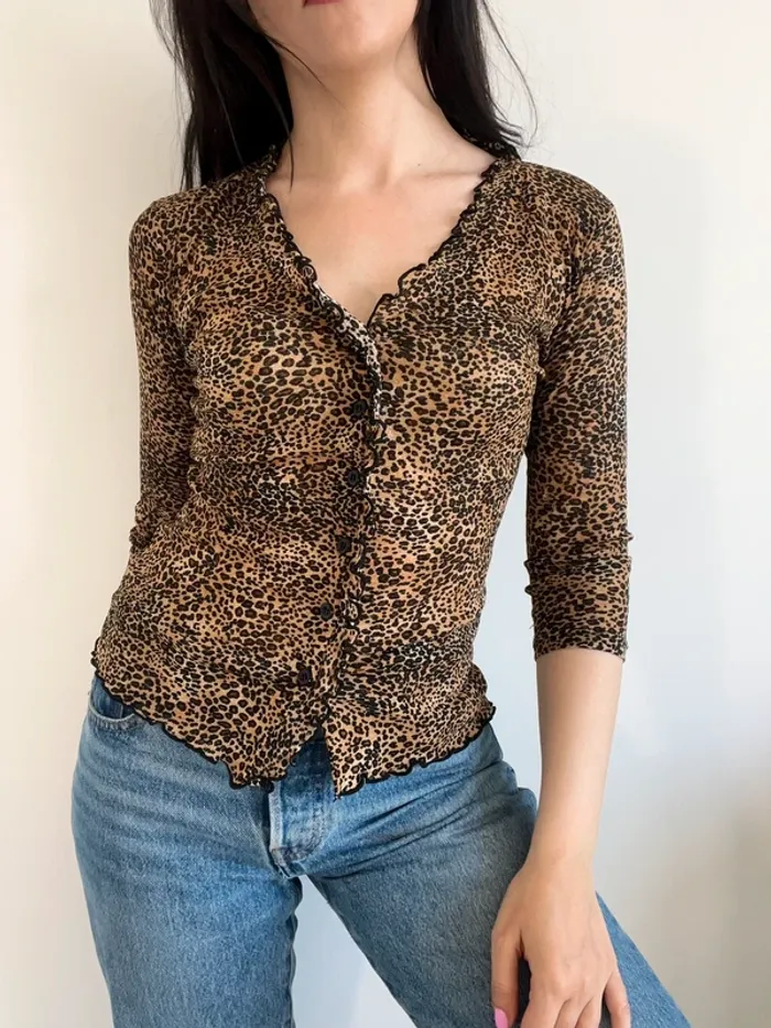 Chemisier vintage y2k à motifs panthère taille S 🐆