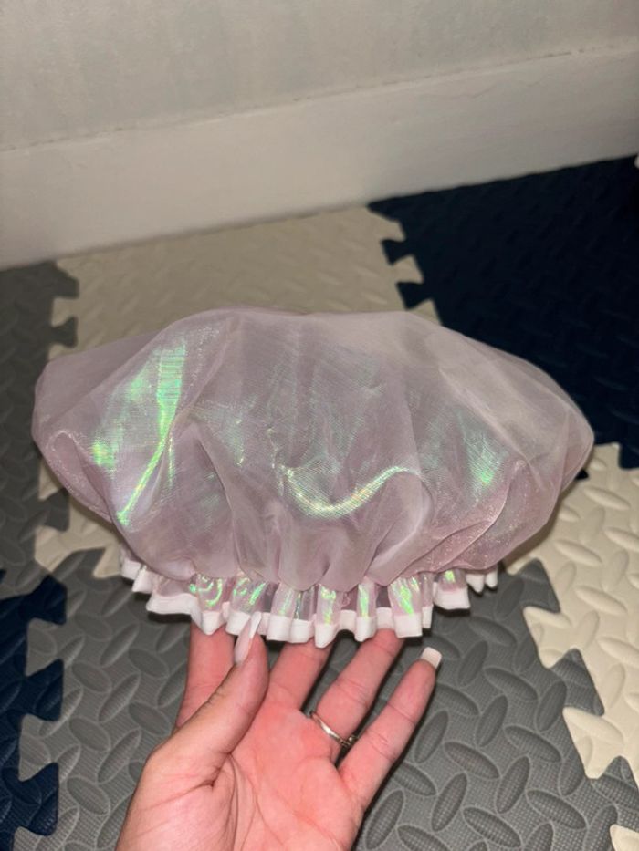 Bonnet de bain imperméable rose motif holographique - photo numéro 7