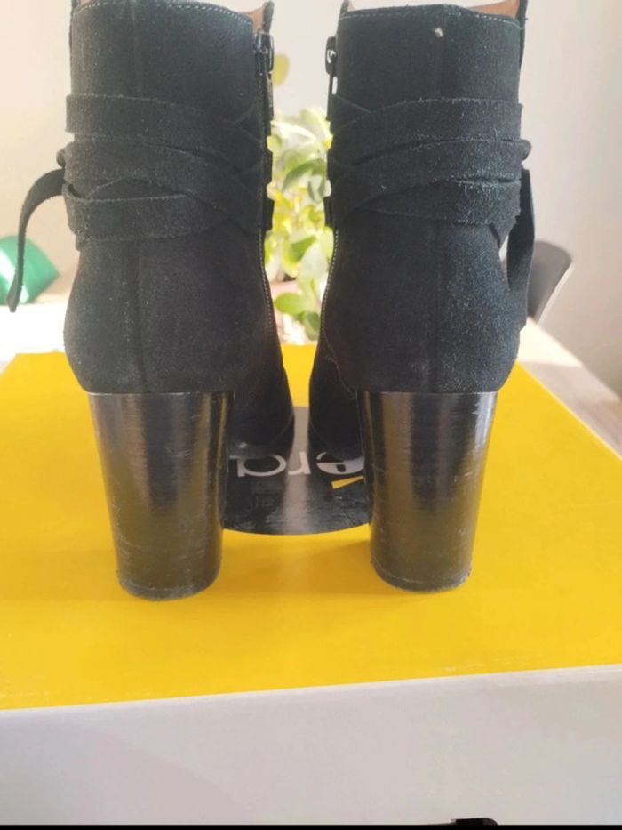 Bottines à talons en cuir nubuck noir Eram 37 - photo numéro 3