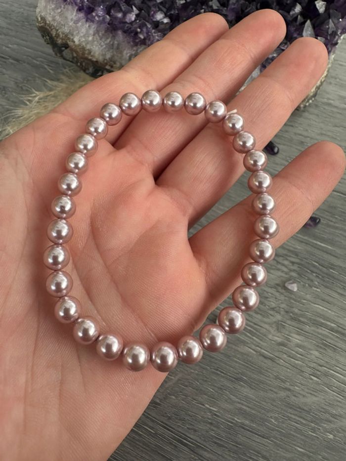 Bracelet en perles roses nacrées - photo numéro 4