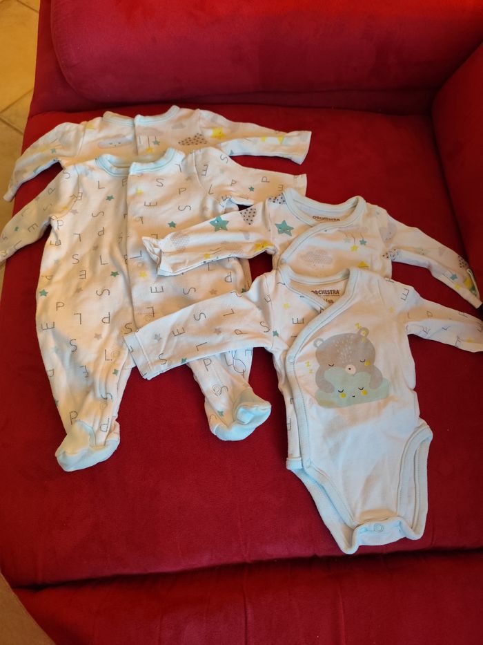 Lot 2 pyjamas coton et bodies naissance - photo numéro 2