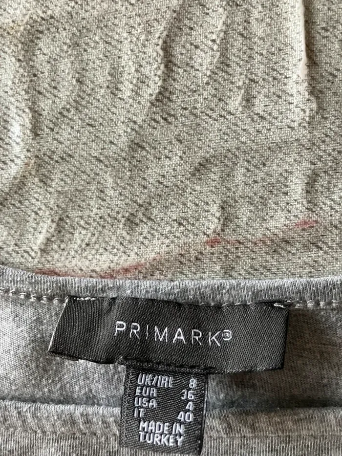 Tee-shirt manches longues col carré gris Primark – Taille S - photo numéro 5