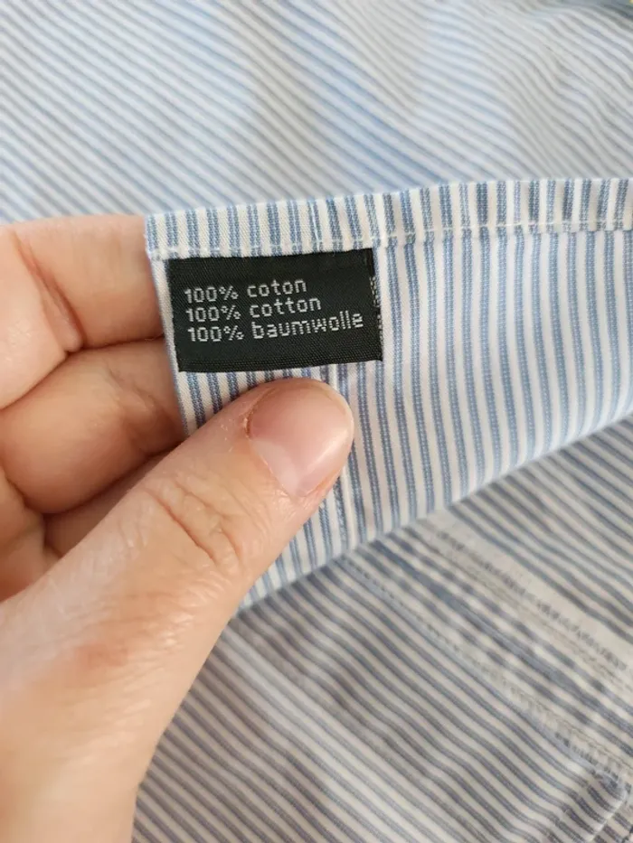 Chemise manches longues Avant première taille M très bon état bleue et blanche a rayures - photo numéro 4