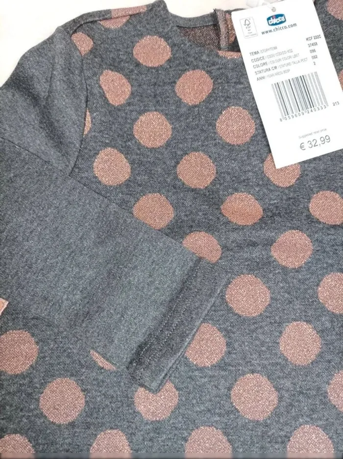 Magnifique robe pull gris et rose gold neuve avec étiquette Chicco fille 24 mois 92 cm - photo numéro 2