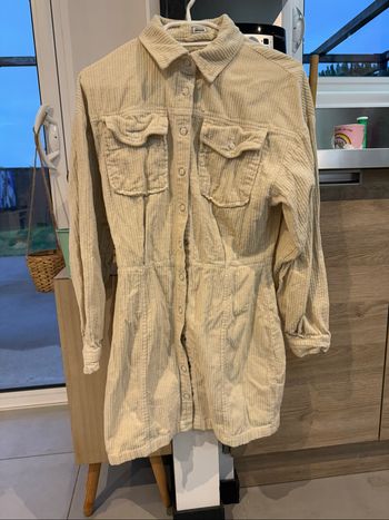 Robe en velours beige