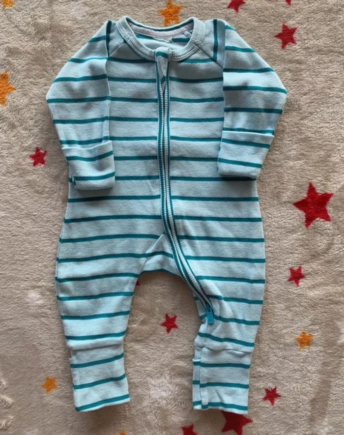 Lot 2 pyjamas bébé DIM zippés 1M bleus et verts – Neufs - photo numéro 2