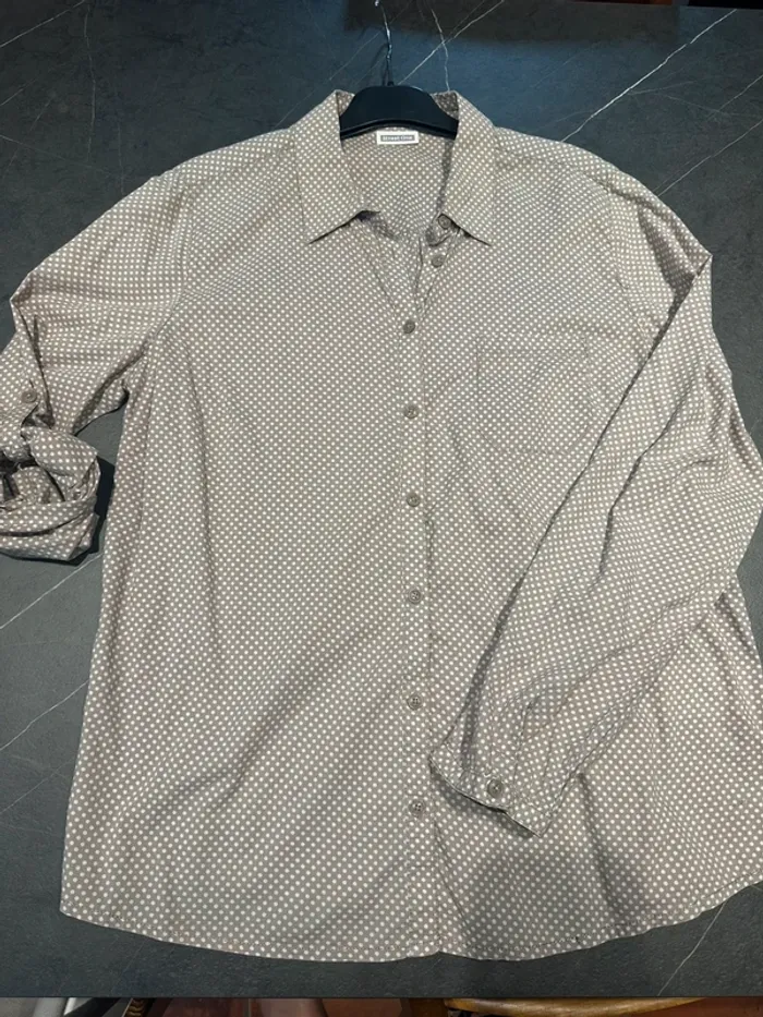 Chemise à pois taupe/gris Street One – taille FR 42 manches longues