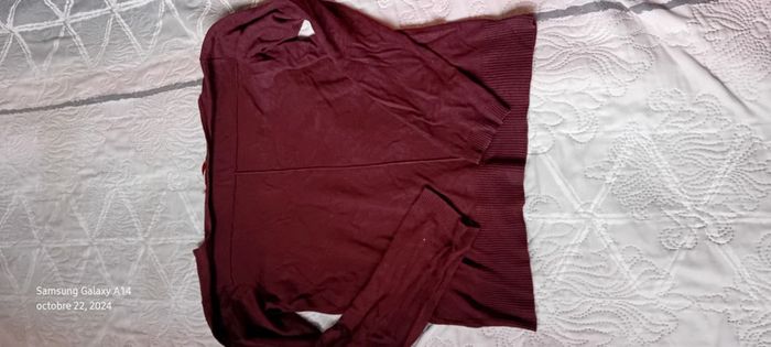Pull court col V avec poches bordeaux femme taille 38/40 DDP - photo numéro 14