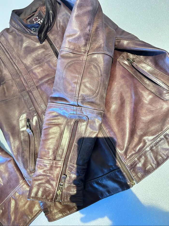 Veste en cuir brun Oryx – Homme – Taille M – Très bon état – Style biker chic - photo numéro 6