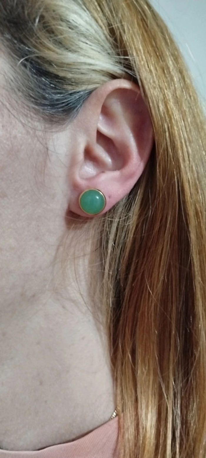 Clous plaqué or en Aventurine - photo numéro 2