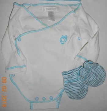 Ensemble body avec gants prématuré Obaibi 45 cm