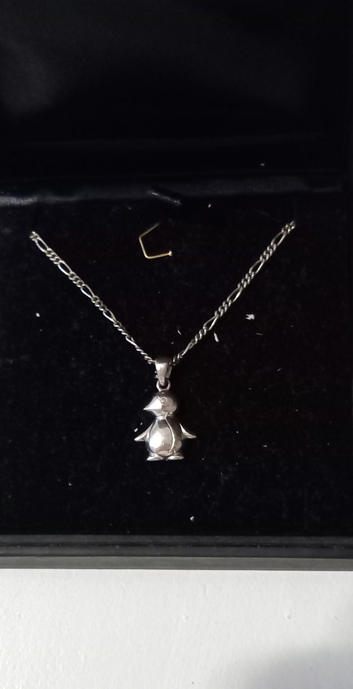 Collier pingouin argent