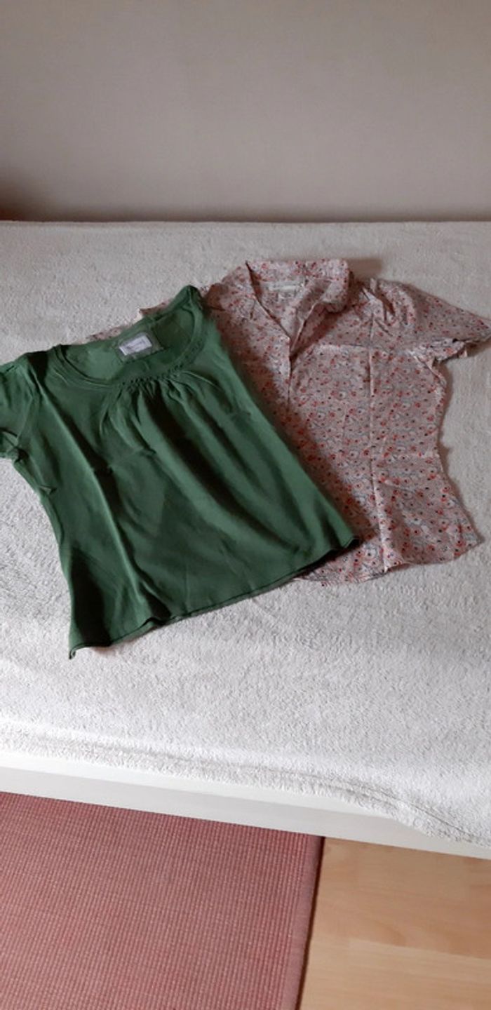 2 tee-shirts vert Jessica + à motif H&M