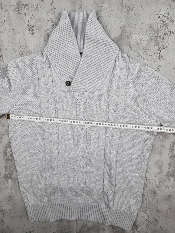 Pull Tommy Hilfiger gris clair torsadé – Taille M Homme (mesures en photos) - photo numéro 6