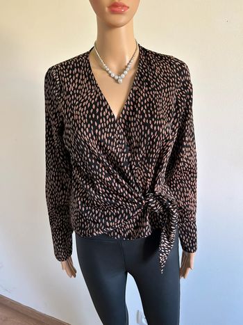 Blouse noire et beige à manches longues La Fée Maraboutée taille 36 jamais portée