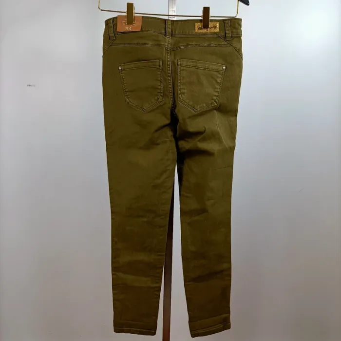 Pantalon slim kaki Grain de Malice T34 stretch coupe ajustée femme A1425 - photo numéro 2