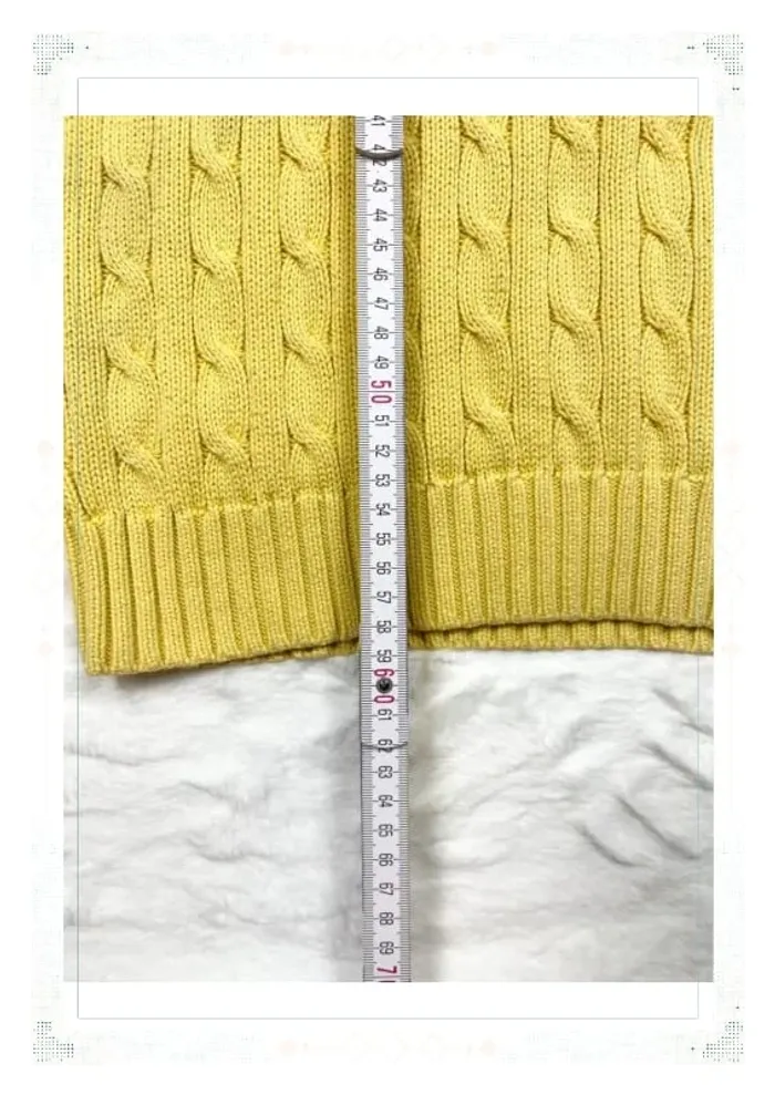 Ralph Lauren pull torsadé jaune femme taille S coton - photo numéro 11