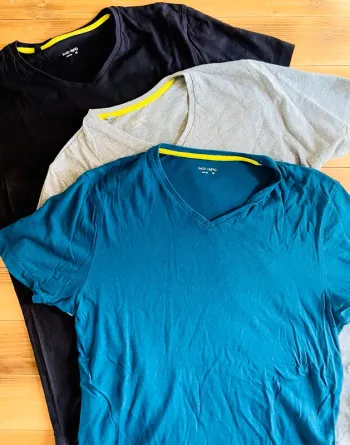 Lot de 3 tee shirts col V slim fit, homme taille M