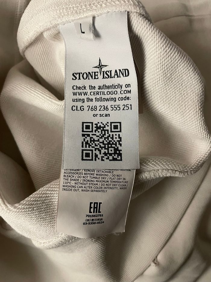 sweatshirt homme Stone Island taille L blanc  excellent etat - photo numéro 5