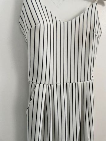 Combinaison blanche rayé noir longue avec poche