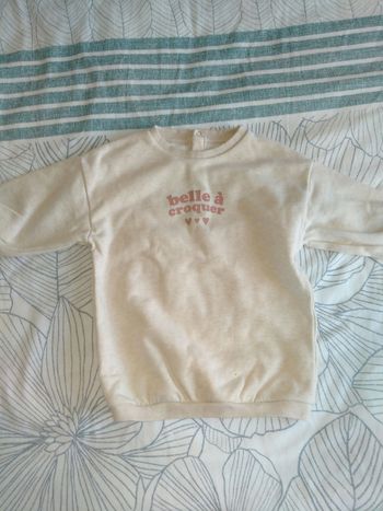 Sweat fille écru 12 mois Kiabi doublé polaire