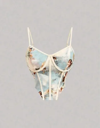Débardeur/corset court oeuvre d'art/tableau - motif ange