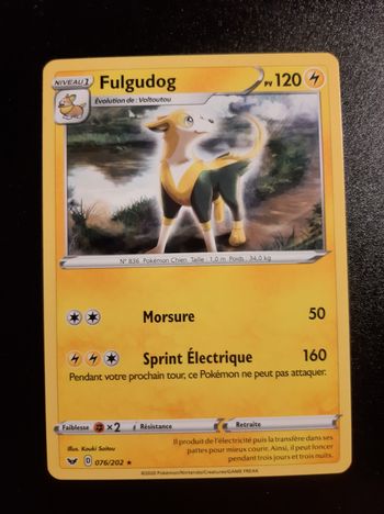 Carte Pokémon Fulgudog 2020 076/202