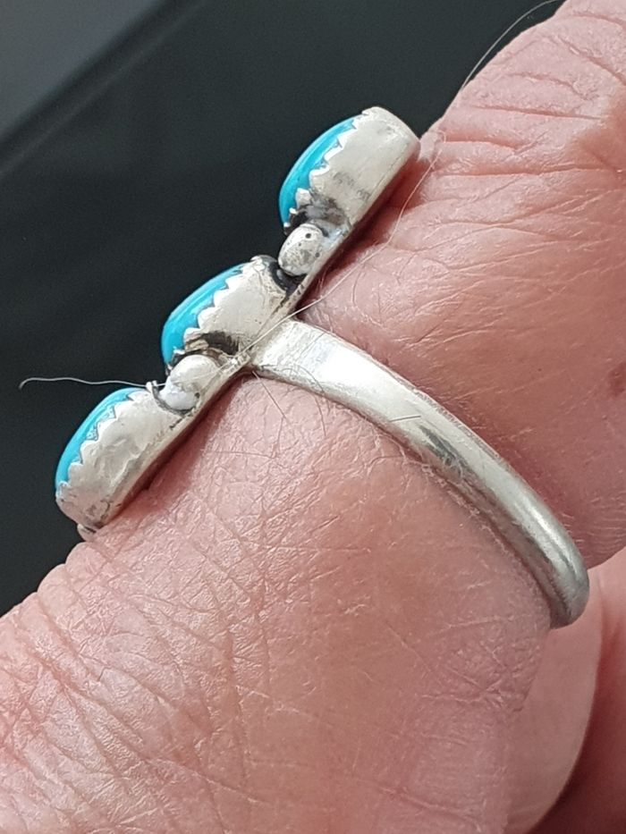 Bague ameridienne native turquoise et argent - photo numéro 2