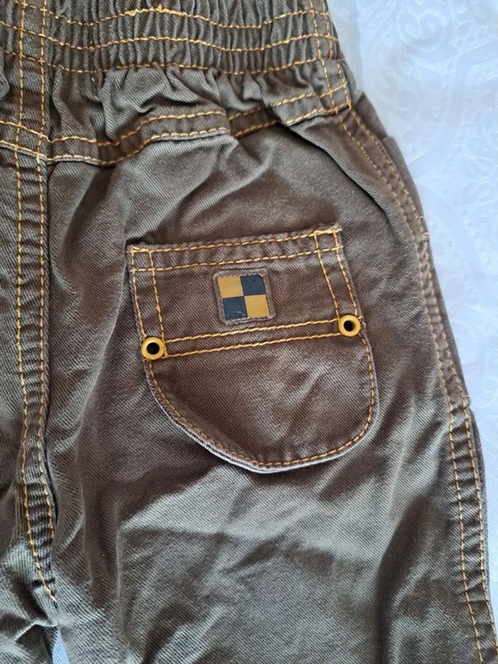Joli pantalon marron et jaune 6 mois 100% coton - photo numéro 4