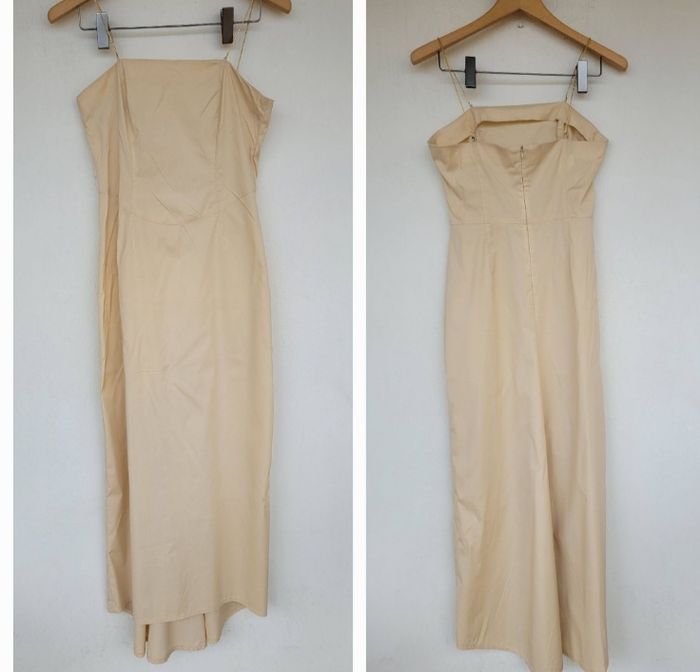 Tattoo Paris Robe  Longue TFr38/TM- Beige_Champagne avec Fines bretelles Dorées en TB - photo numéro 3