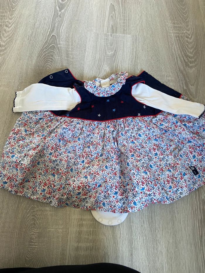 Robe sergent major bebe fille + body manche longue assorti - photo numéro 3