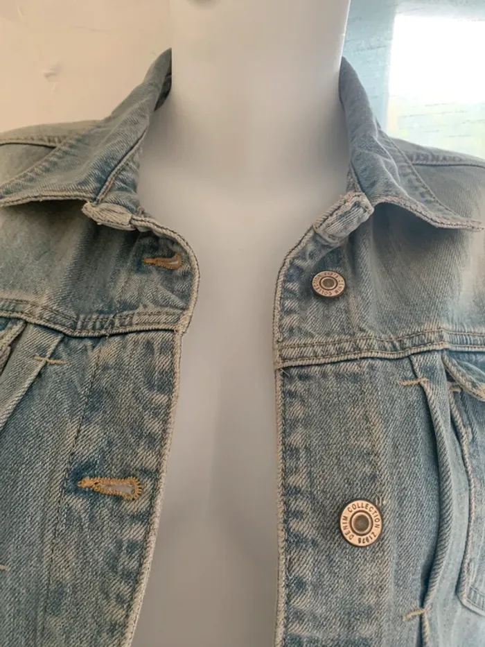 Veste jean vintage sans manches taille M - photo numéro 3